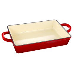 Crock-Pot Artisan 13" Enameled Cast Iron Lasagna Pan, Scarlet Red