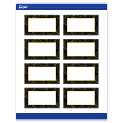 Avery® Printable Cards With Sure Feed® Technology, 2" x 3-1/2", Matte White With Black Border with Gold Pattern, Pack Of 80