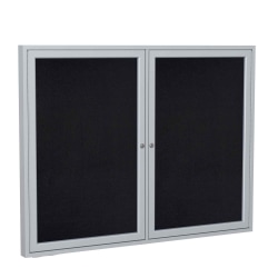 Ghent® Traditional Indoor Enclosed Rubber Bulletin Board, 36" x 60", Black Satin Aluminum Frame