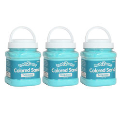 Ready 2 Learn Colored Sand Jars, 2.2 Lb, Turquoise, Pack Of 3 Jars