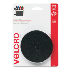 VELCRO® Brand STICKY BACK® Tape Roll, 3/4" x 5', Black