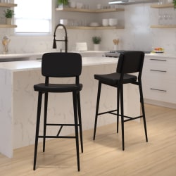 Flash Furniture Kenzie Commercial-Grade Mid-Back Bar Stools, Black, Set Of 2 Stools