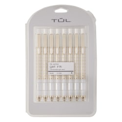 TUL® GL Series Retractable Gel Pens, Medium Point, 0.7 mm, White Geometric Barrel, Black Ink, Pack Of 8 Pens