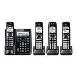 Panasonic® DECT 6.0 Cordless Telephone With Answering Machine And Dual Keypad, 4 Handsets, KX-TGF544B