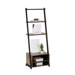Realspace® Belling 73"H Leaning 3-Shelf Bookcase, Modern Oak