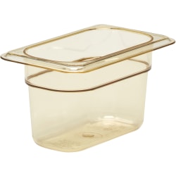 Cambro H-Pan High-Heat GN 1/9 Food Pans, 4"H x 4-1/4"W x 6-15/16"D, Amber, Pack Of 6 Pans