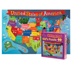 Round World Products Kids' United States 100-Piece Jigsaw Puzzle, 13" x 19"