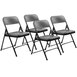 National Public Seating® 800 Series Premium Lightweight Plastic Folding Chairs, Charcoal Slate/Black, Pack Of 4 Chairs