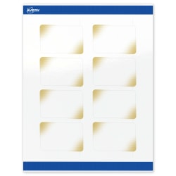 Avery® Printable Labels With Sure Feed® Technology, S00-EWC, Rectangle, 2" x 3", Glossy White With Preprinted Gold-Blush Pattern, Pack Of 80