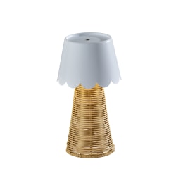 Adesso Tory LED Cordless Table Lamp, White/Rattan with White Metal Shade