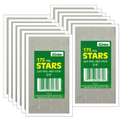 Eureka Presto-Stick Foil Star Stickers, 3/4", Silver, 175 Stickers Per Pack, Set Of 12 Packs