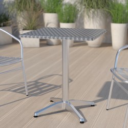 Flash Furniture Square Aluminum Indoor/Outdoor Table, 27-1/2" x 23-1/2", Silver