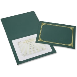 Geographics 30% Recycled Certificate Holder, 8 5/16" x 11 3/4", Green, Pack of 6