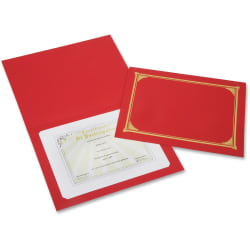 Geographics 30% Recycled Certificate Holder, 8 5/16" x 11 3/4", Red, Pack of 6