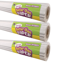 Teacher Created Resources Fun-Size Better Than Paper Bulletin Board Rolls, 18" x 12', Woven Stripes, Pack Of 3 Rolls