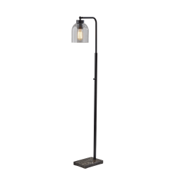 Adesso® Bristol Floor Lamp, 55"H, Brown Marble/Black/Clear