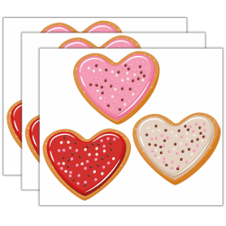 Eureka Paper Cut-Outs, Heart Cookies, 5-1/2" x 5-1/2", 36 Cut-Outs Per Pack, Bundle Of 3 Packs