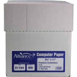 Alliance Carbonless Computer Paper, 9" x 11", Assorted, 15 lb