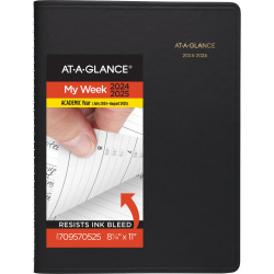 2024-2025 AT-A-GLANCE® Academic Weekly Appointment Book Planner, 8-1/4" x 11", Black, July To August, 7095705