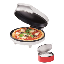 Betty Crocker 8" Travel Pizza Maker Plus Indoor Electric Grill With Insulated Travel Bag, 2-3/4"H x 10"W x 8"D, White