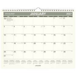 AT-A-GLANCE® 2027 Recycled Monthly Wall Calendar, Medium, 15" x 12"