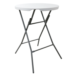 Elama Plastic Round Folding Outdoor Furniture Bar Table, 43-5/16"H x 31-1/2"W x 31-1/2"D, White/Gray