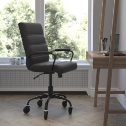 Flash Furniture Camilia Ergonomic Faux Leather Mid-Back Executive Swivel Office Chair With Arms, Black