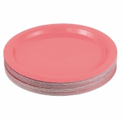 JAM PAPER Round Paper Party Plates, Medium, 9 Inch, Pink, 50/pack