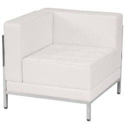 Flash Furniture HERCULES Imagination Series Contemporary Modular Left Corner Chair with Quilted Tufted Seat and Encasing Frame, Melrose White