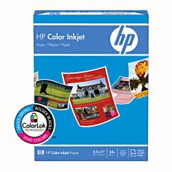 HP Color Inkjet Paper, Super Smooth, 1 Ream, White, Letter Size (8 1/2" x 11"), Ream Of 500 Sheets, 24 Lb, 96 Brightness