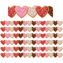 Eureka Extra Wide Die-Cut Deco Trim Packs, 37’ x 3-1/4", Heart Cookies, Set Of 6 Packs