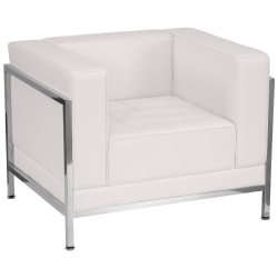 Flash Furniture HERCULES Imagination Series Contemporary LeatherSoft Modular Chair with Quilted Tufted Seat and Encasing Frame, Melrose White