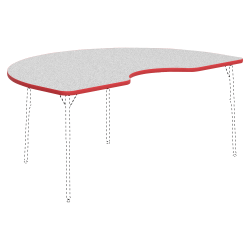Lorell® Classroom Kidney-Shaped Activity Table Top, 72"W x 48"D, Gray Nebula/Red