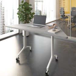 Bush Business Furniture Synergy 60-inch Trapezoid Modular Office Conference Table, Platinum Gray, Standard Delivery