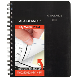 2024 AT-A-GLANCE® QuickNotes Weekly/Monthly Planner, 6-1/2" x 8-3/4", Black, January to December 2024, 76025205