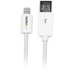 StarTech.com 3m (10ft) Long White Apple® 8-pin Lightning Connector to USB Cable for iPhone / iPod / iPad - 9.84 ft Lightning/USB Data Transfer Cable for iPhone, iPod, iPad - USB - Lightning Proprietary Connector - MFI