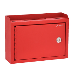 Alpine AdirOffice Medium Size Steel Multi-Purpose Suggestion Drop Box, 7-1/2"H x 9-13/16"W, 3-7/16"D, Red