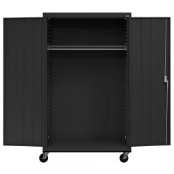 Sandusky Transport Series 46"W Heavy-Duty Assembled Mobile Wardrobe Storage Cabinet, Black