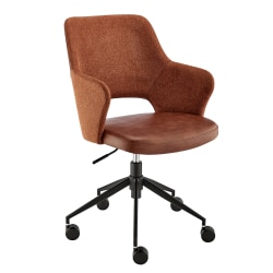 Eurostyle Darcie Faux Leather/Fabric Mid-Back Office Chair, Dark Brown/Orange/Black