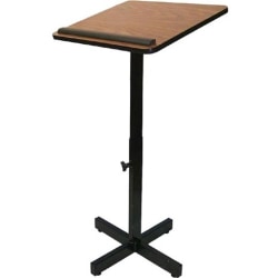 AmpliVox W330 - Xpediter Adjustable Lectern Stand - Rectangle Top - Black Base - 16" Table Top Width x 20" Table Top Depth - 44" Height - Assembly Required - High Pressure Laminate (HPL), Walnut - Particleboard