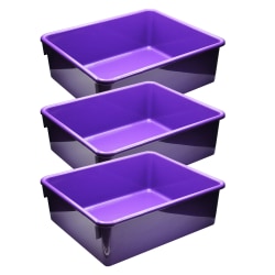 Romanoff Products Double Stowaway Trays, 5-1/2"H x 13-1/2"W x 16"D, Purple, Pack Of 3 Trays