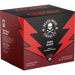 Death Wish Coffee Co Death Cups, Dark Roast, 0.44 Oz, Case Of 36 Cups