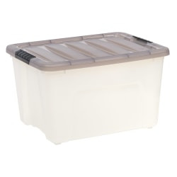 Iris® Stack & Pull™ Storage Box, 10 Gallon, Clear/Gray