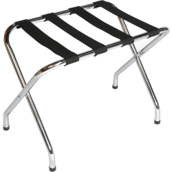 CSL Flat Top Metal Luggage Rack, 20"H x 26"W x 16"D, Chrome/Black