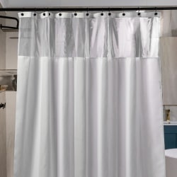 23 Threads, Shower Curtain, Herringbone GRS Polyester, Grommet, White, 72" x 72", Case Of 12 Curtains