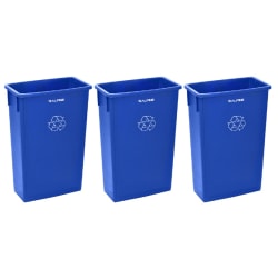 Alpine Industries Indoor Trash Container Recycling Bins, 23 Gallons, Blue, Pack Of 3 Bins