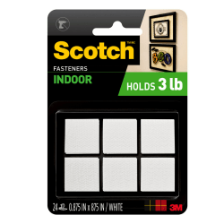 Scotch® Sticky Back Hook & Loop Fastener Tape, White, 7/8" x 7/8", Pack Of 24