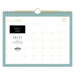 Wall Calendar AG Splatter Dot Jade - 11x8.75 AY26-27 Monthly Safety Wirebound -