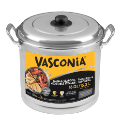 VASCONIA Aluminum Steamer With Lid, Aluminum Lid, 16 Qt, Silver