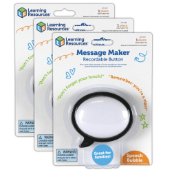 Learning Resources Message Recorders, Speech Bubble, Multicolor, Pack Of 3 Recorders